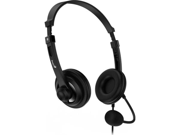 Genius Genius HS-230U hodetelefoner, hodetelefoner med mikrofon, volumkontroll, svart, 2.0, låsbare, USB