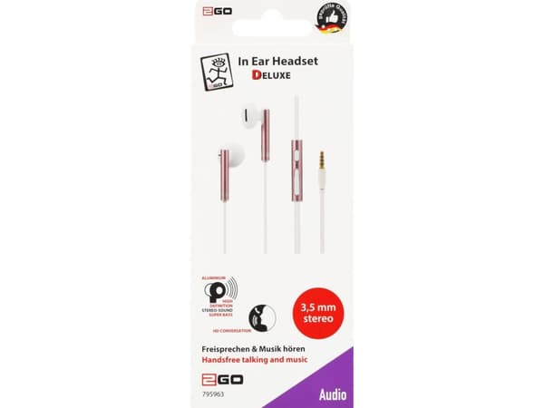 2GO 795963, Ledningsført, Opkald/musik, Headset, Guld, Rose