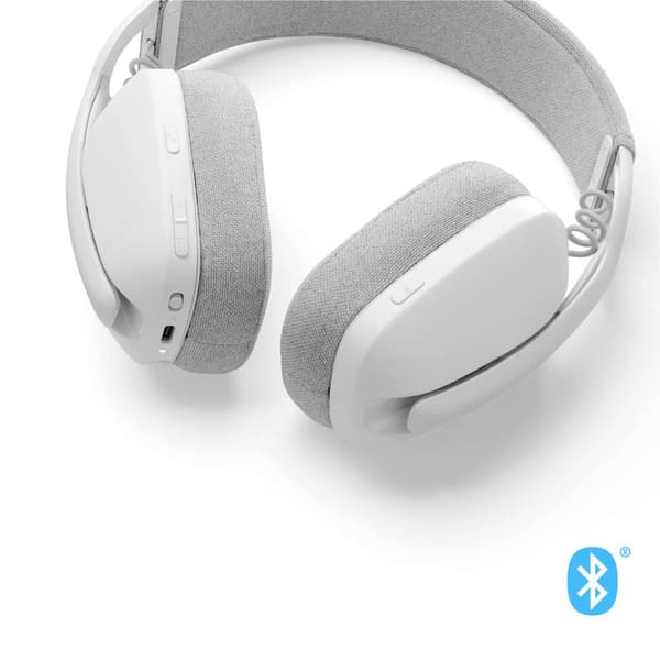 Logitech ZONE VIBE 100 Over Ear-hörlurar Bluetooth Stereo Vit Brusreducering för mikrofon, Brusreducering Volymkontroll
