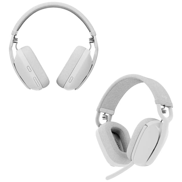 Logitech ZONE VIBE 100 Over Ear-hörlurar Bluetooth Stereo Vit Brusreducering för mikrofon, Brusreducering Volymkontroll
