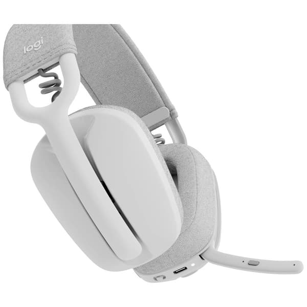 Logitech ZONE VIBE 100 Over Ear-hörlurar Bluetooth Stereo Vit Brusreducering för mikrofon, Brusreducering Volymkontroll