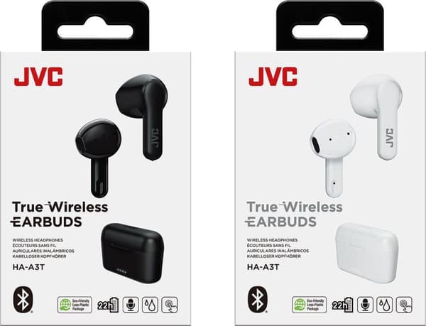 JVC EARBUDS HA-A3T HØRETELEFONER HAA-3TBU (TRÅDLØS, IN-EAR, SORT)