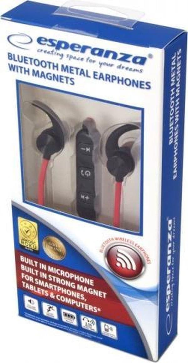 Esperanza EH186K hovedtelefoner/headset Wireless In-ear Sports Bluetooth Sort, Rød