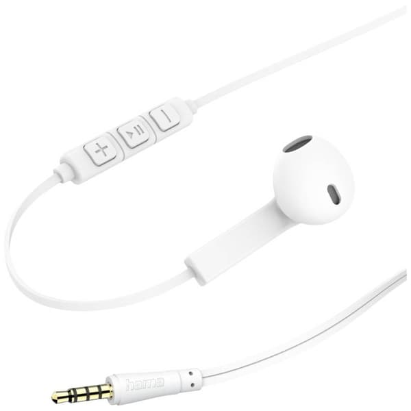 Hama Advance HiFi In Ear hörlurar Sladd Stereo Vit Volymkontroll