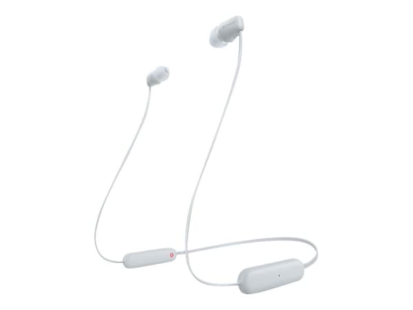 Sony WI-C100 - Hörlurar med mikrofon - inuti örat - nacKräm - Bluetooth - trådlös - vit