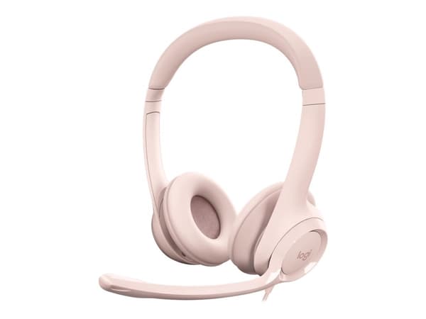 Logitech USB Headset H390 - Headset - på øret - kabling - USB - Rose