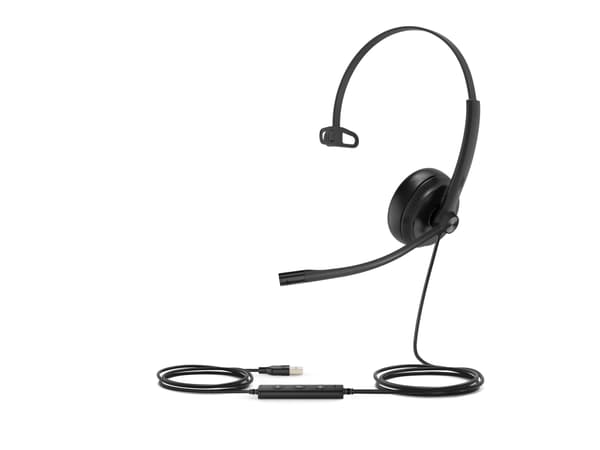 Yealink UH34 Mono - Headset - på örat - kabelansluten - USB - svart - UC-certifierad
