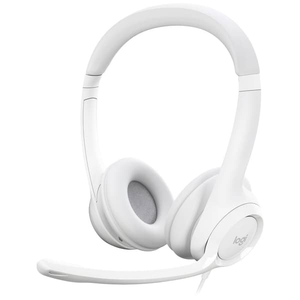 Logitech H390 Datorer On-ear headset Sladd Stereo Gråvit Brusreducering för mikrofon Headset, Volymkontroll, Mikrofonlj
