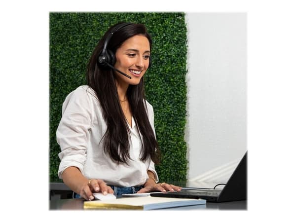 JLab Audio Go Work - Headset - på örat - Bluetooth - trådlös, kabelansluten - 3,5 mm kontakt - svart