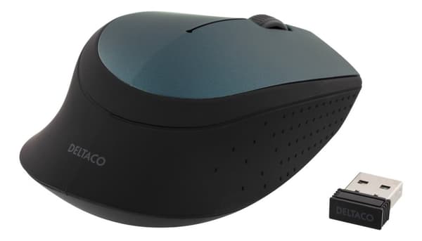 DELTACO trådlös optisk mus 2,4GHz, 3 knappar med scroll, 1200 DPI,grön
