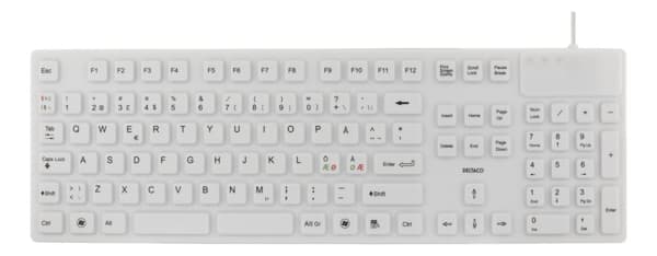 DELTACO rubberized keyboard, silicone, IP68, full size, 105 keys, whit
