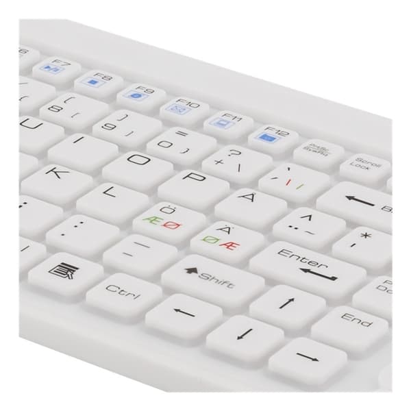 DELTACO tangentbord i silikon, touchpad, IP68, 105 + 12 media, vit