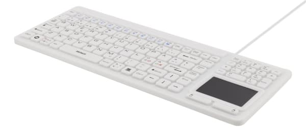 DELTACO tangentbord i silikon, touchpad, IP68, 105 + 12 media, vit