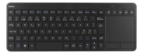 DELTACO Wireless mini kb, USB nano, nordic,86 keys,  black