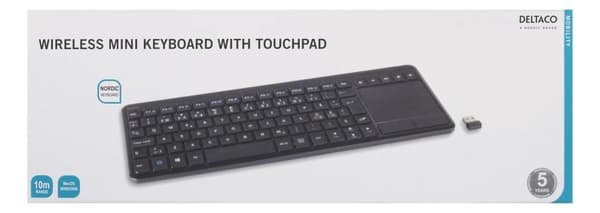 DELTACO Wireless mini kb, USB nano, nordic,86 keys,  black
