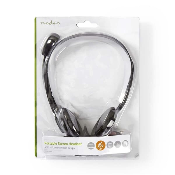 Nedis PC-hodesett | On-Ear | Stereo | 2x 3.5 mm | Fold-Away Mikrofon | Sort
