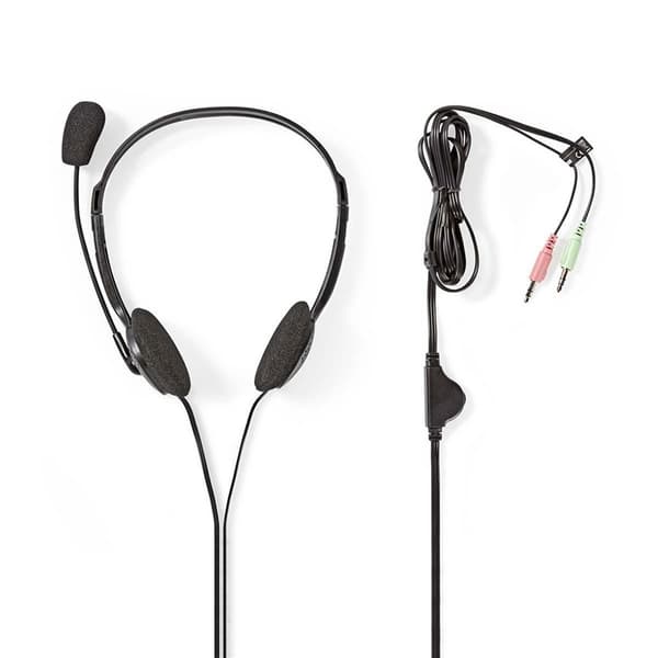 Nedis PC-hodesett | On-Ear | Stereo | 2x 3.5 mm | Fold-Away Mikrofon | Sort
