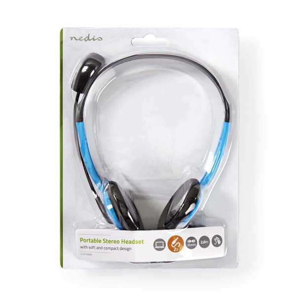 Nedis PC headset | On-Ear | Stereo | 2x 3.5 mm | Vikbara Mikrofon | Blå