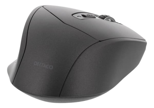 DELTACO lydløs trådløs mus, Bluetooth, 1x AA, 800-1600 DPI, mørkegrå
