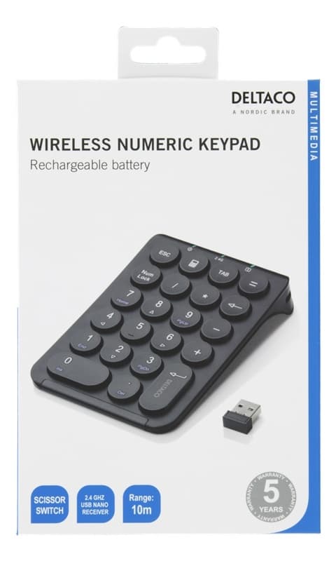 DELTACO TB-125 Trådlöst Numeriskt Tangentbord