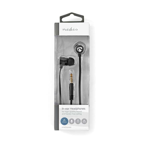Nedis Kablede Hovedtelefoner | 3.5 mm | Kabellængde: 1.20 m | Indbygget mikrofon | Volumenkontrol | Sort / Sølv