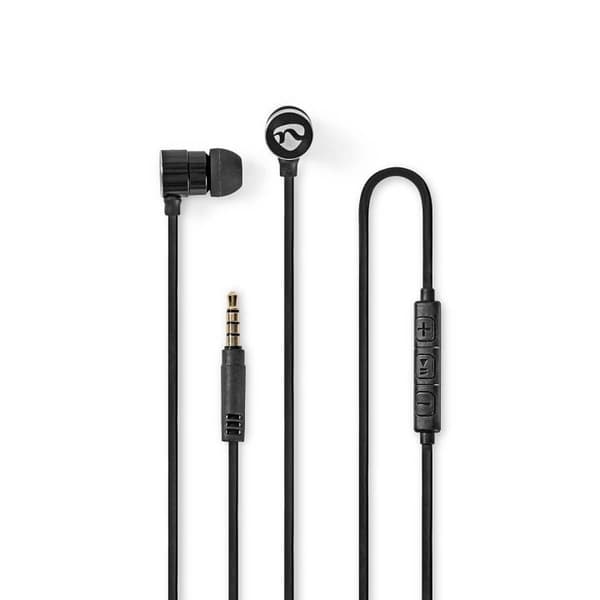 Nedis Kablede Hovedtelefoner | 3.5 mm | Kabellængde: 1.20 m | Indbygget mikrofon | Volumenkontrol | Sort / Sølv