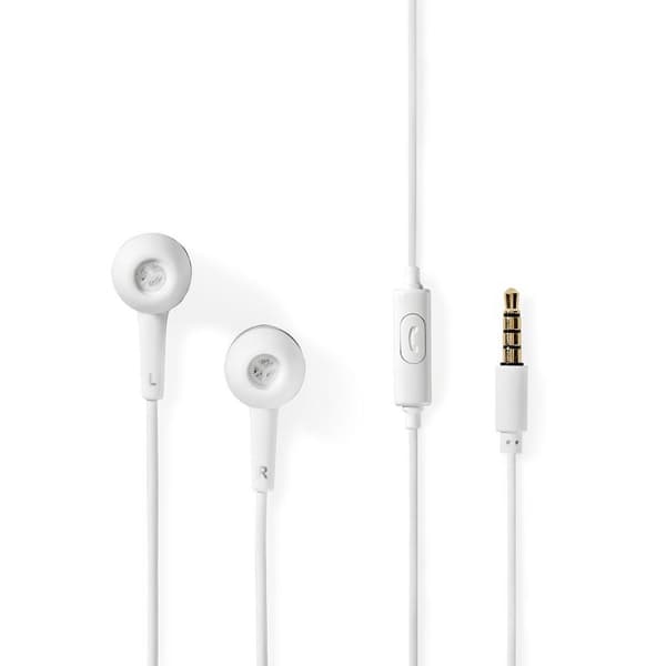 Nedis Kablede Hovedtelefoner | 3.5 mm | Kabellængde: 1.20 m | Indbygget mikrofon | Volumenkontrol | Hvid