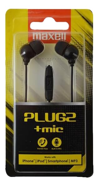 Maxell Plugz + Mic  Earphones w/ mic  inear  wired  3.5mm jack