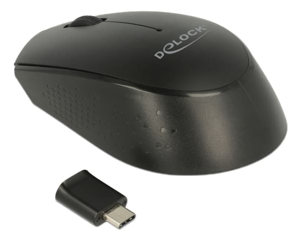 DeLOCK Optical 3-button mini mouse USB Type-C 2.4 GHz wireless Svart