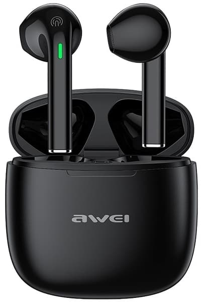 Bluetooth 5.3 TWS ausinės + AWEI Docking Station (T26Pro) juodos spalvos
