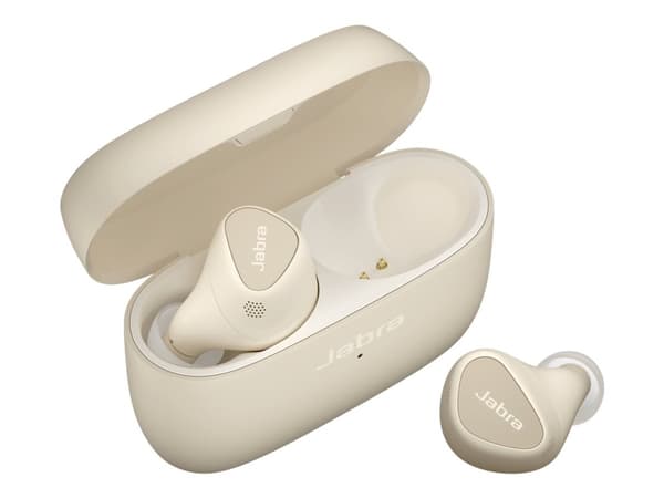 Jabra Elite 5 - True wireless-hörlurar med mikrofon - inuti örat - Bluetooth - aktiv brusradering - ljudisolerande - guldbeige