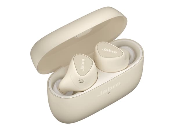 Jabra Elite 5 - True wireless-hörlurar med mikrofon - inuti örat - Bluetooth - aktiv brusradering - ljudisolerande - guldbeige