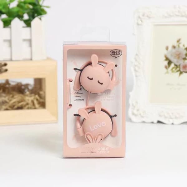 Rabbit Earbuds Over Ear -kuulokkeet Clip Langalliset 3,5 mm Kuulokkeet Mikrofonilla - Vaaleanpunainen