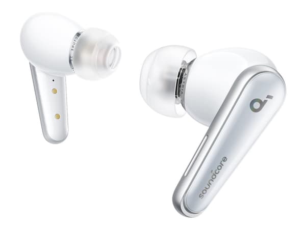 Soundcore Liberty 4 - True wireless-hodetelefoner med mikrofon - i øret - Bluetooth - aktiv støydemping - skyhvit