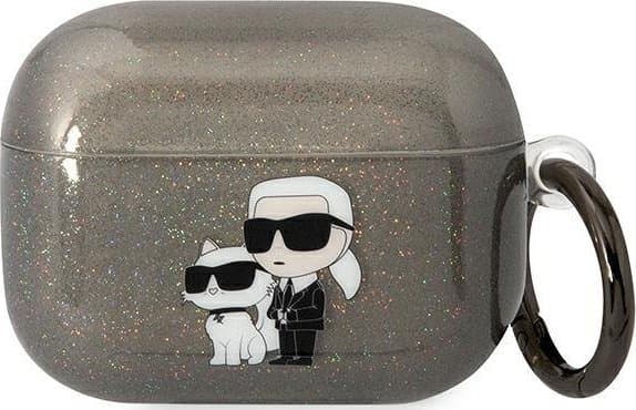 Karl Lagerfeld KLAPHNKCTGK Airpods Pro-skydd svart/svart Gliter Karl&amp;Choupette