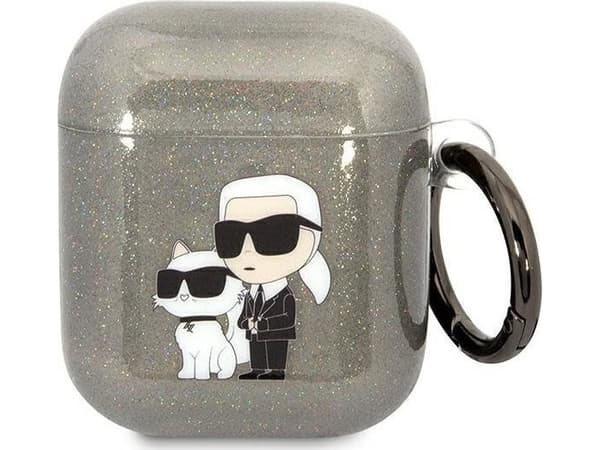 Karl Lagerfeld KLA2HNKCTGK Airpods 1/2 deksel svart/svart Glitter Karl&Choupette