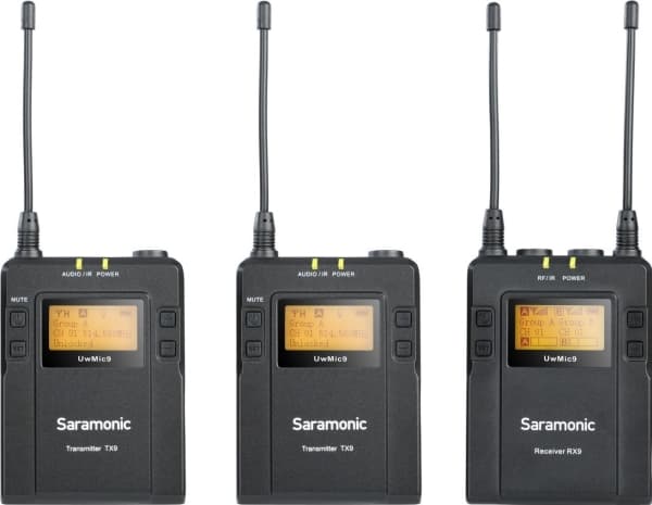 Saramonic UWMIC9-TX9+TX9+RX9, Lavalier/lapel-mikrofon, 0,5%, Koblet med ledninger (ikke trådløs), 3.5 mm (1/8"), Svart, 70 dB
