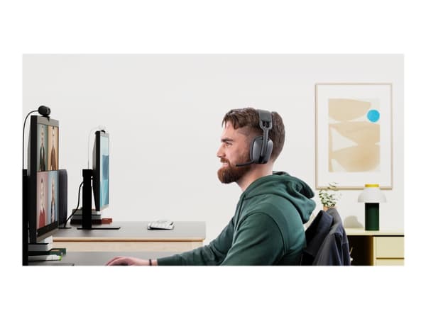 Logitech Zone Vibe Wireless - Hodesett - full størrelse - Bluetooth - trådløs - USB-C via Bluetooth-adapter - grafitt - Certified for Microsoft Teams