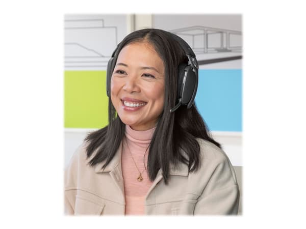 Logitech Zone Vibe Wireless - Hodesett - full størrelse - Bluetooth - trådløs - USB-C via Bluetooth-adapter - grafitt - Certified for Microsoft Teams