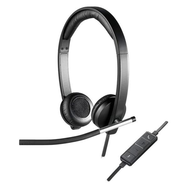 Hovedtelefoner med mikrofon Logitech 981-000519 USB 2.0 Sort Sølvfarvet