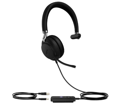 Yealink UH38 Mono - Headset - på örat - Bluetooth - trådlös, kabelansluten - USB - svart - UC-certifierad