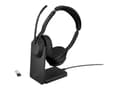 Miniatyrbilde 5 av 5: Jabra Evolve2 55 UC Stereo - Headset - på øret - Bluetooth - trådløs - aktiv støjfjerning - USB-A - sort - med opladningsstander - Zoom Certified, Ce