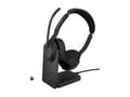 Miniatyrbilde 2 av 5: Jabra Evolve2 55 UC Stereo - Headset - på øret - Bluetooth - trådløs - aktiv støjfjerning - USB-A - sort - med opladningsstander - Zoom Certified, Ce