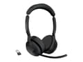 Miniatyrbilde 1 av 5: Jabra Evolve2 55 MS Stereo - Hodesett - on-ear - Bluetooth - trådløs - aktiv støydemping - USB-A - svart - Zoom Certified, Certified for Microsoft Te
