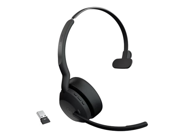 Jabra Evolve2 55 MS Mono - Headset - på örat - Bluetooth - trådlös - aktiv brusradering - USB-A via Bluetooth-adapter - svart - Zoomcertifierad, Cisc