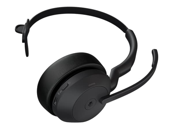 Jabra Evolve2 55 MS Mono - Headset - på örat - Bluetooth - trådlös - aktiv brusradering - USB-A via Bluetooth-adapter - svart - Zoomcertifierad, Cisc