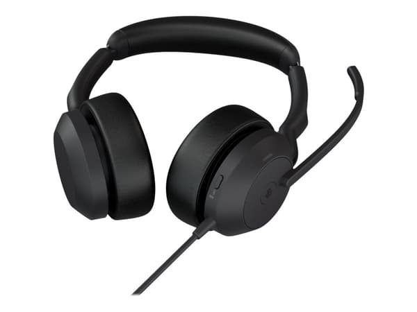 Jabra Evolve2 50 MS Stereo - Hodesett - on-ear - kablet - aktiv støydemping - USB-A - svart - Zoom Certified, Certified for Microsoft Teams, Cisco We