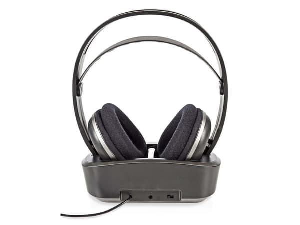 Nedis HPRF210BK, Langallinen & langaton, TV, 30 - 11000 Hz, 580 g, Kuulokkeet, Musta, Hopea