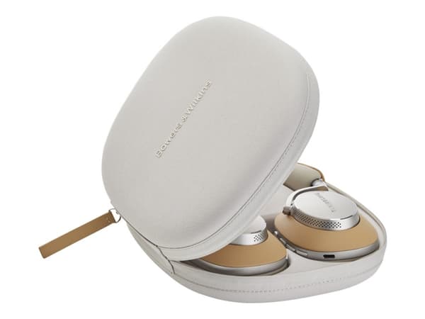 Bowers & Wilkins Px8 - Hörlurar med mikrofon - fullstorlek - Bluetooth - trådlös - aktiv brusradering - ljudisolerande - tan