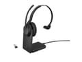 Miniatyrbilde 3 av 5: Jabra Evolve2 55 MS Mono - Hodesett - on-ear - Bluetooth - trådløs - aktiv støydemping - USB-A via Bluetooth-adapter - svart - med ladestativ - Zoom